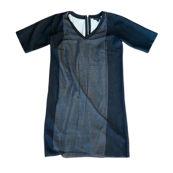 TOPSHOP Black Net Mesh V-Neck Mini Dress Size 2 - Picture 9 of 14